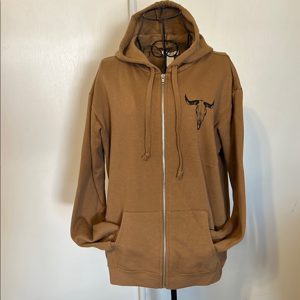 Full Tilt Light Brown Zip-Up Hoodie Like New Size S
